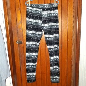Fleece Lined Warm Leggings, Xl